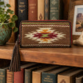 Ariat Sheridan clutch wallet by M &F Western Products. Handwoven fabric on the front flap with a snap closure.