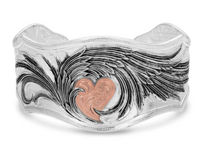 Montana Silversmith Rose Gold Heart Strings Feather Cuff Bracelet