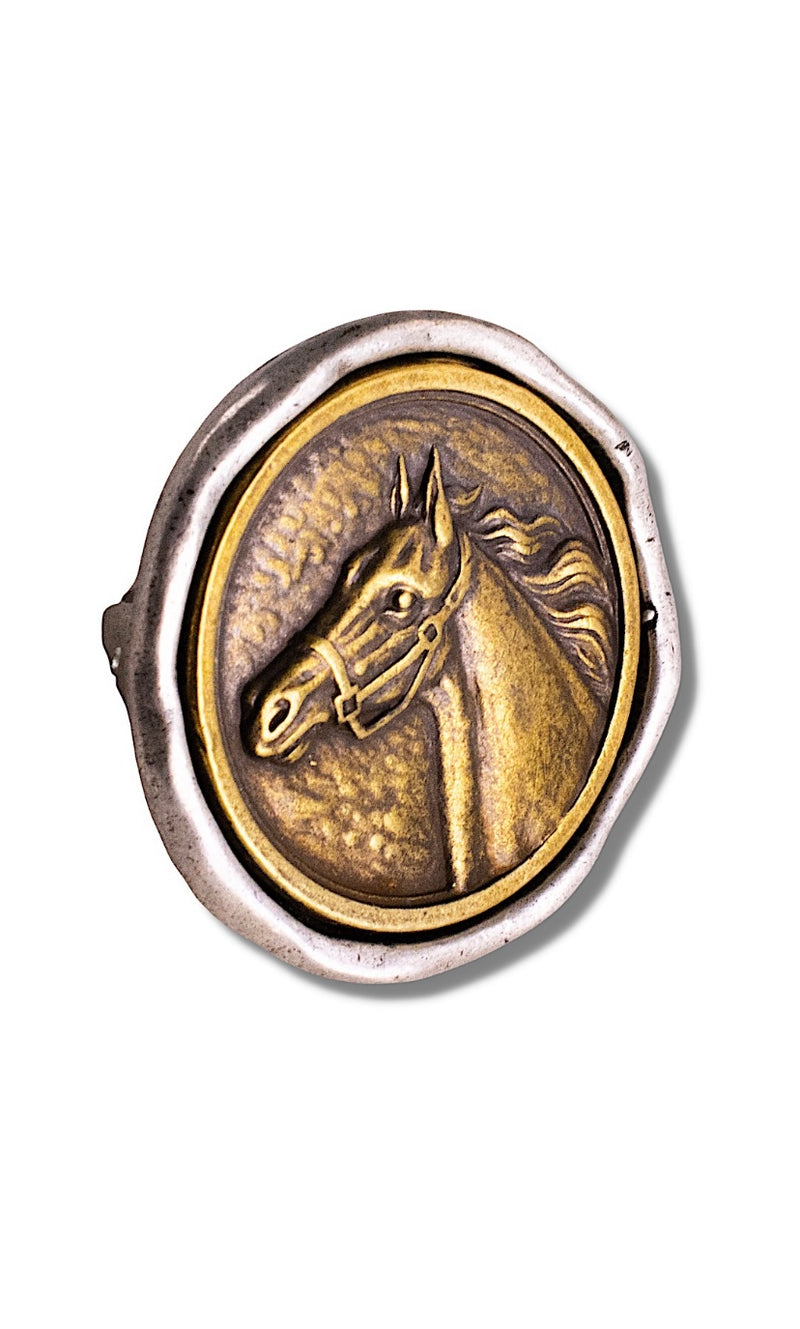 Bella Rose Exclusive Cowgirl Kim Quarter Horse Medal Brass Ring - Silver or Brass