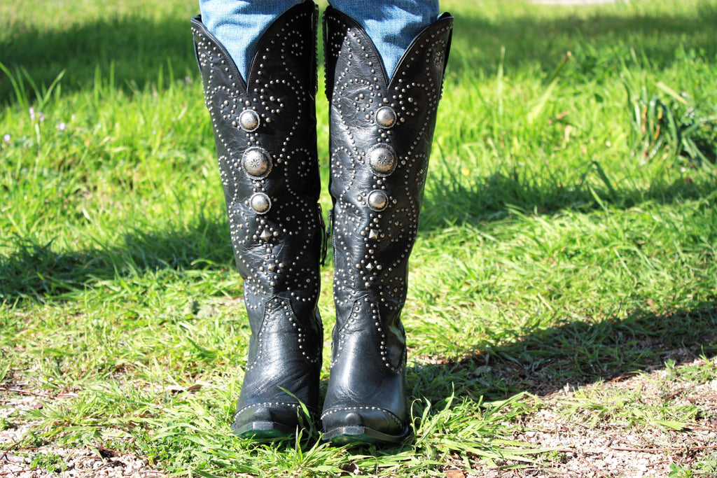 Cowgirl Kim Custom Black Sunshine Boots by Lane Boots - Cowgirl Kim