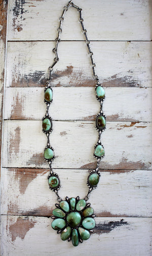 Sunwest Silver - Green Carico Lake Statement Necklace - Cowgirl Kim