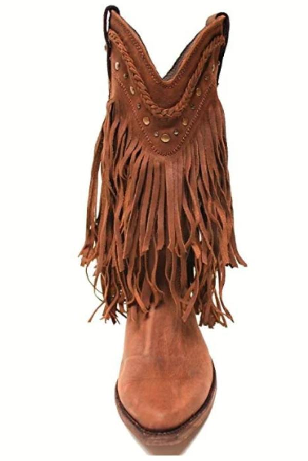 Liberty Black Vegas Fringe Boots in Faggio - Cowgirl Kim