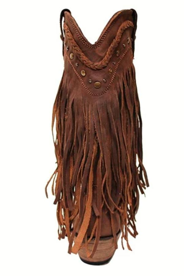 Liberty Black Vegas Fringe Boots in Faggio - Cowgirl Kim