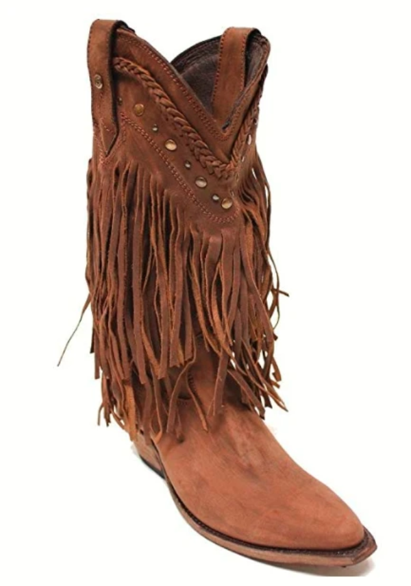 Liberty Black Vegas Fringe Boots in Faggio - Cowgirl Kim