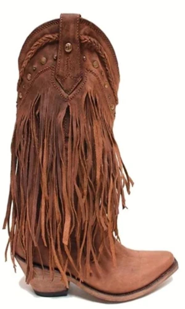 Liberty Black Vegas Fringe Boots in Faggio - Cowgirl Kim