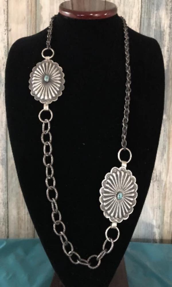 Vicki Orr Concho and Hammered Chain Necklace - Cowgirl Kim