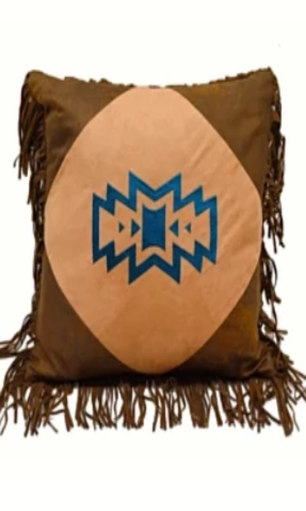 Cowgirl Kim Native American Faux Leather Pillow - Cowgirl Kim