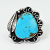 Vicki Orr Vintage Navajo Kingman Turquoise Feather Ring - Size 9.5