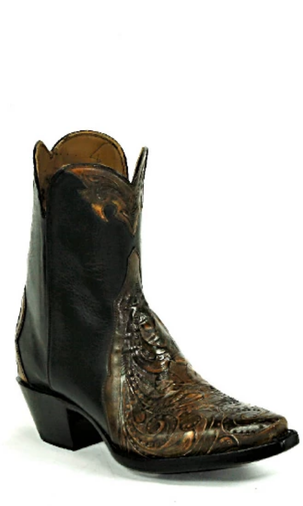 Black Jack Tooled Sanded Brown Bootie - Cowgirl Kim