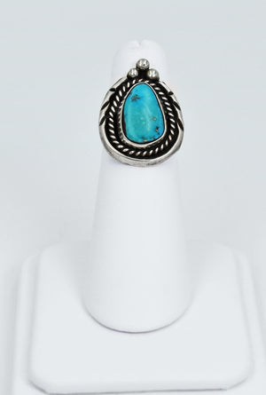 Vicki Orr Vintage Morenci Turquoise 70's Navajo Ring - Size 5