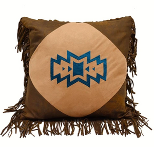 Cowgirl Kim Native American Faux Leather Pillow - Cowgirl Kim
