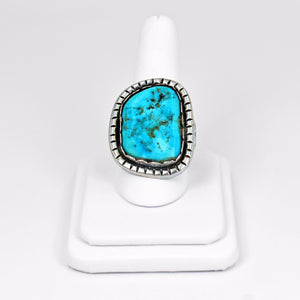 Vicki Orr Vintage Navajo Kingman Nugget Turquoise Ring - Size 10.5