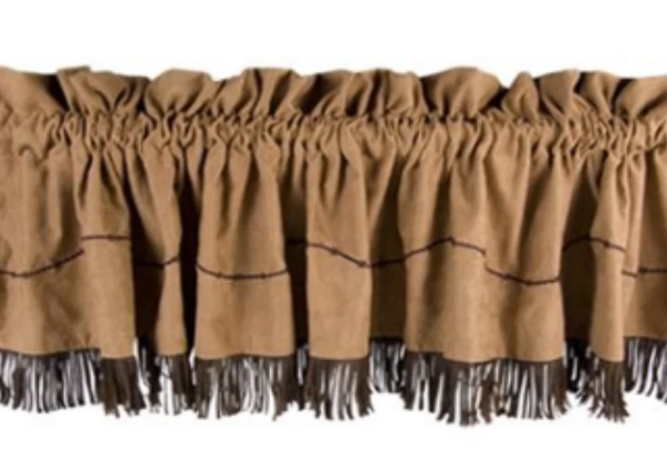 Cowgirl Kim Barb Wire Tan Faux Suede Valance - Cowgirl Kim