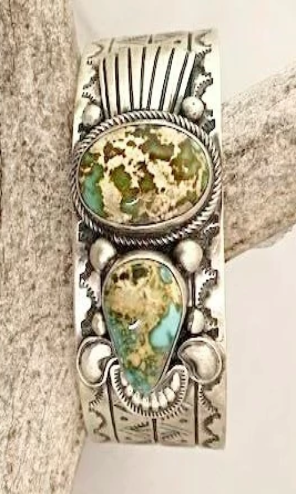 Sunwest Jewelry~ Large 2 Stone Royston Turquoise Cuff - Cowgirl Kim
