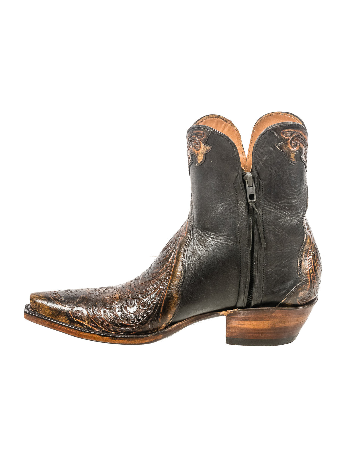 Black Jack Tooled Sanded Brown Bootie - Cowgirl Kim