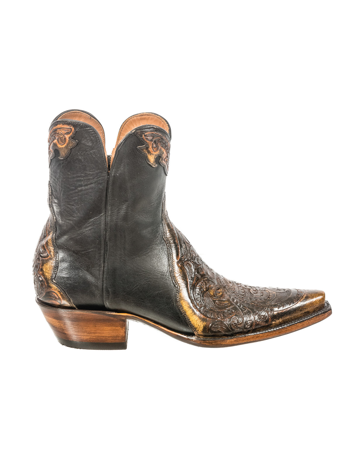 Black Jack Tooled Sanded Brown Bootie - Cowgirl Kim