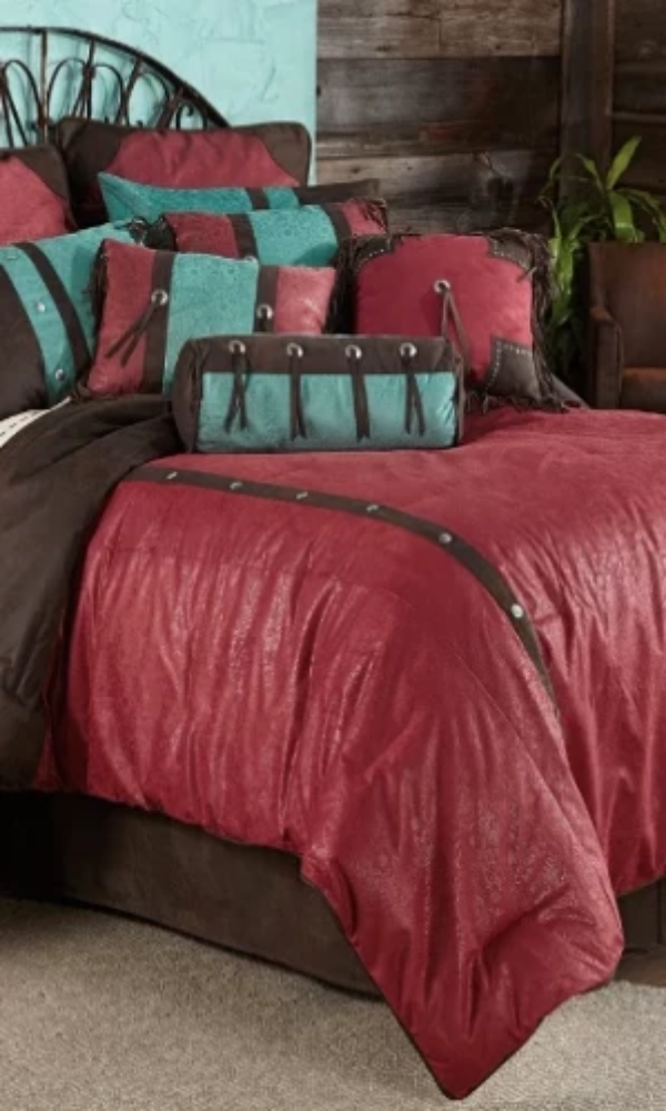 Cowgirl Kim Cheyenne Red Faux Leather Comforter Set - Cowgirl Kim