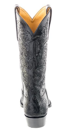 Liberty Boot Co. Juliet Hand-Tooled Black Leather Boots - Cowgirl Kim