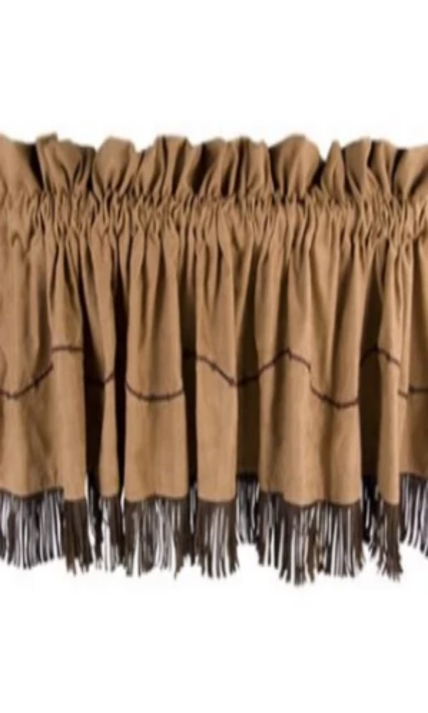 Cowgirl Kim Barb Wire Tan Faux Suede Valance - Cowgirl Kim