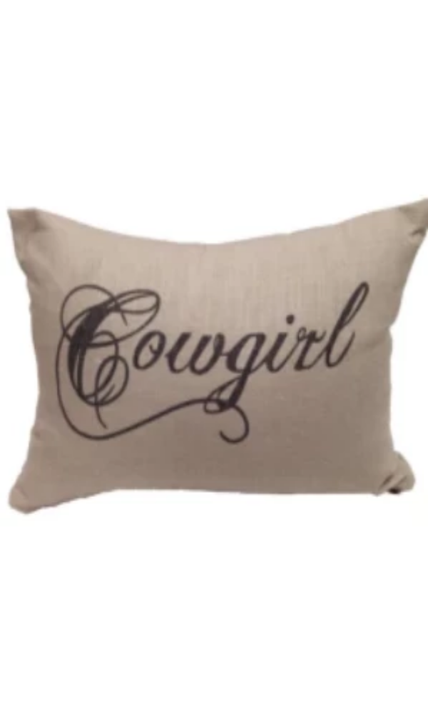 Cowgirl Kim Burlap "Cowgirl" Pillow - Cowgirl Kim
